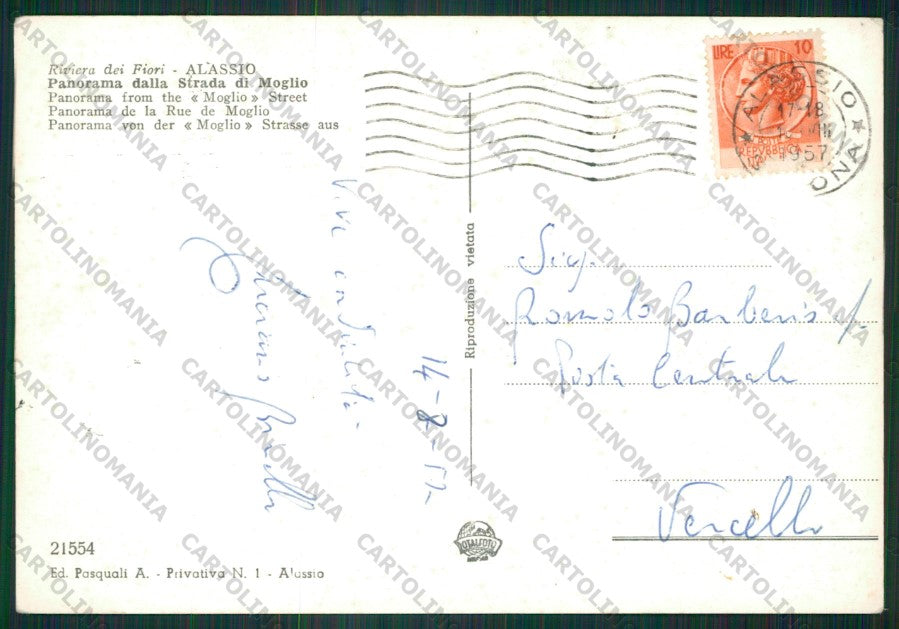 Savona Alassio Foto FG cartolina KV9373 – retro