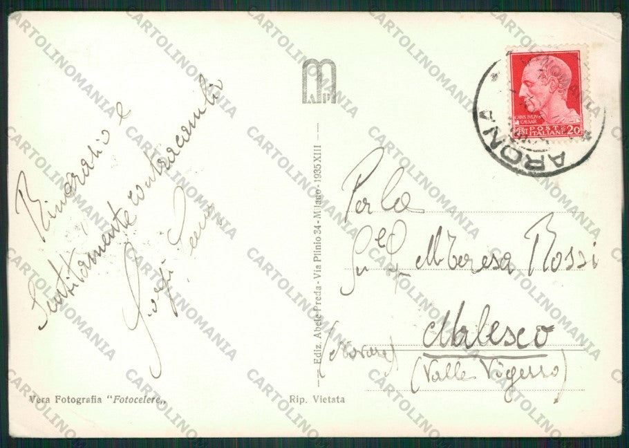 Novara Arona San Carlo PIEGHINE Foto FG cartolina KV9381 – retro