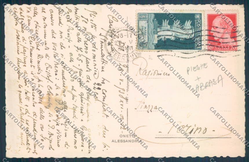 Alessandria Città ABRASA PIEGHE cartolina LQ0025 – retro