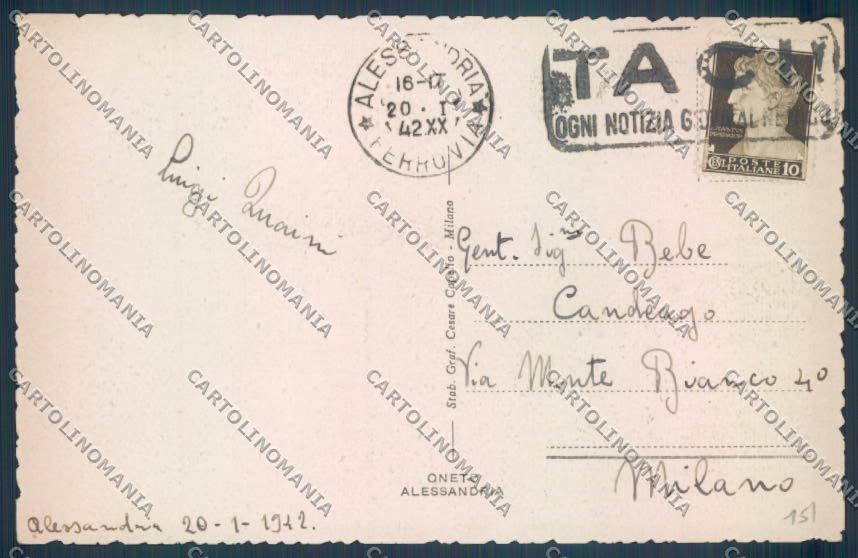 Alessandria Città cartolina LQ0084 – retro