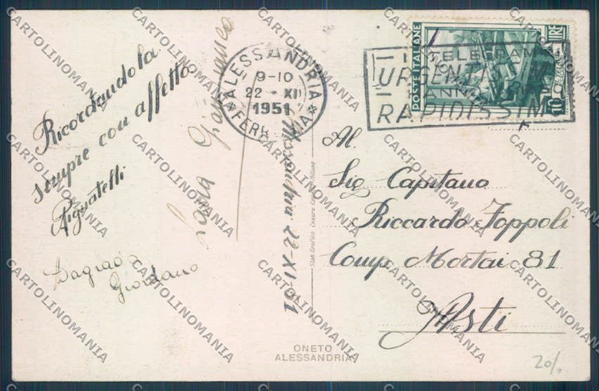 Alessandria Città cartolina LQ0160 – retro