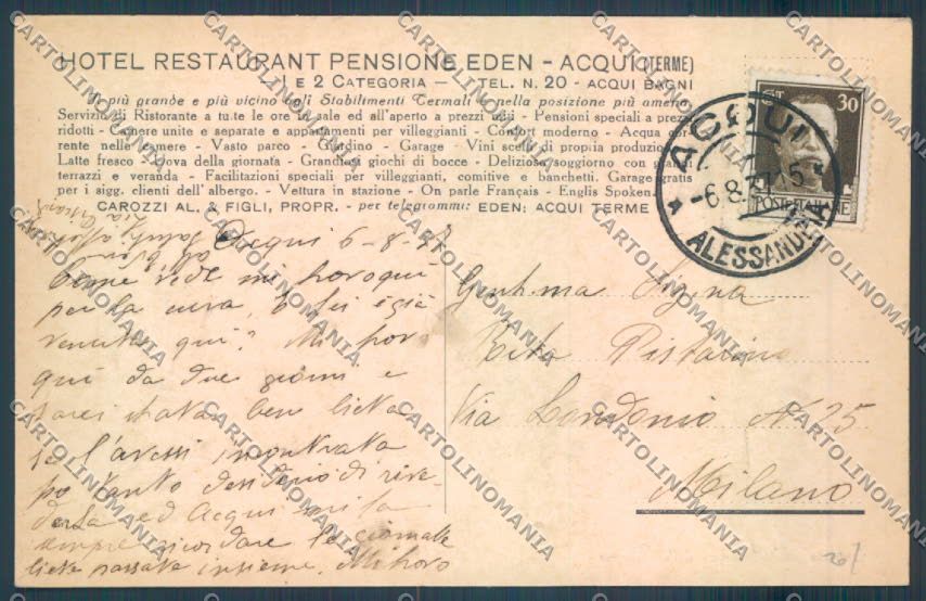 Alessandria Acqui cartolina LQ0331 – retro