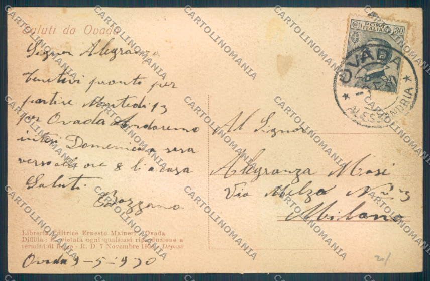Alessandria Ovada cartolina LQ0490 – retro