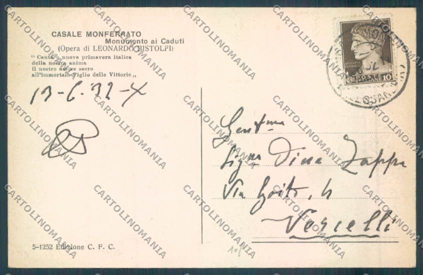Alessandria Casale Monferrato cartolina LQ0533 – retro