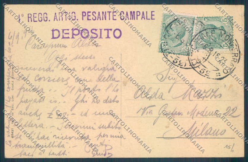 Alessandria Casale Monferrato Reggimento Artiglieria cartolina LQ0536 – retro