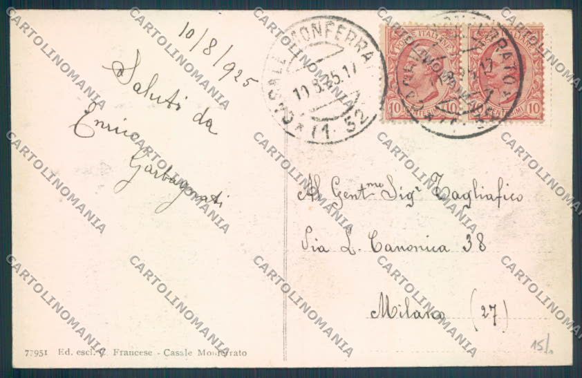 Alessandria Casale Monferrato cartolina LQ0544 – retro