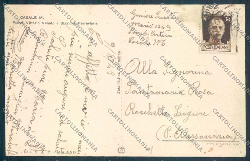 Alessandria Casale Monferrato Stazione cartolina LQ0567 – retro