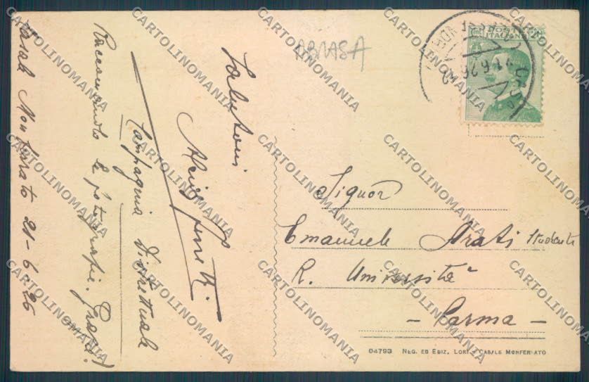 Alessandria Casale Monferrato ABRASA cartolina LQ0670 – retro