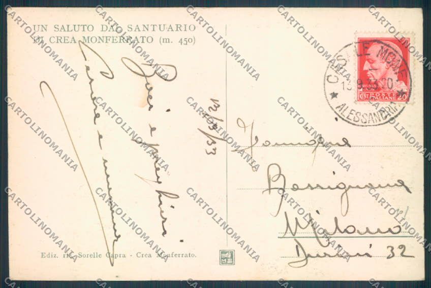 Alessandria Serralunga di Crea cartolina LQ0692 – retro