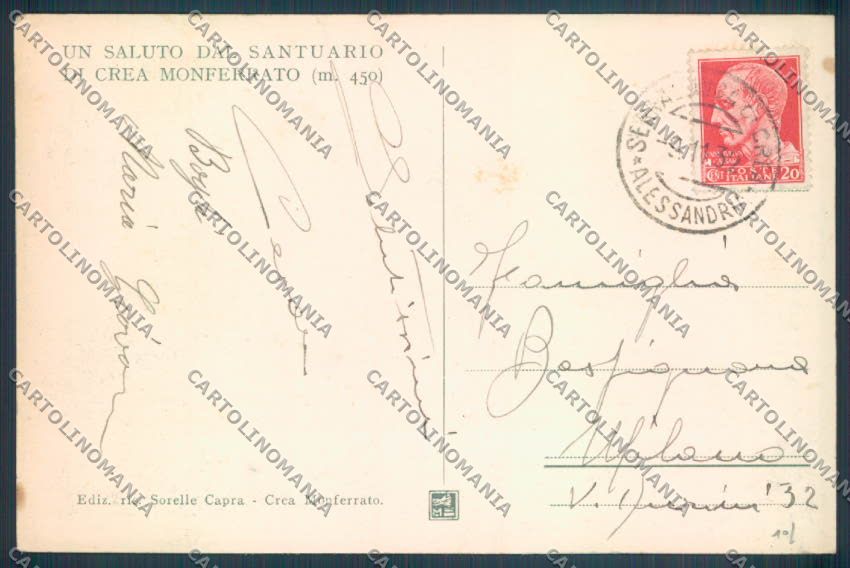 Alessandria Serralunga di Crea cartolina LQ0694 – retro