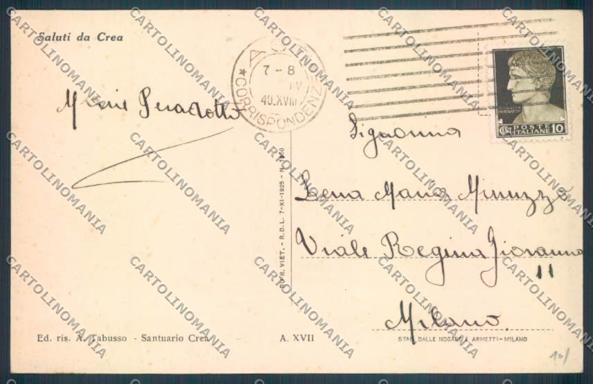 Alessandria Serralunga di Crea cartolina LQ0695 – retro