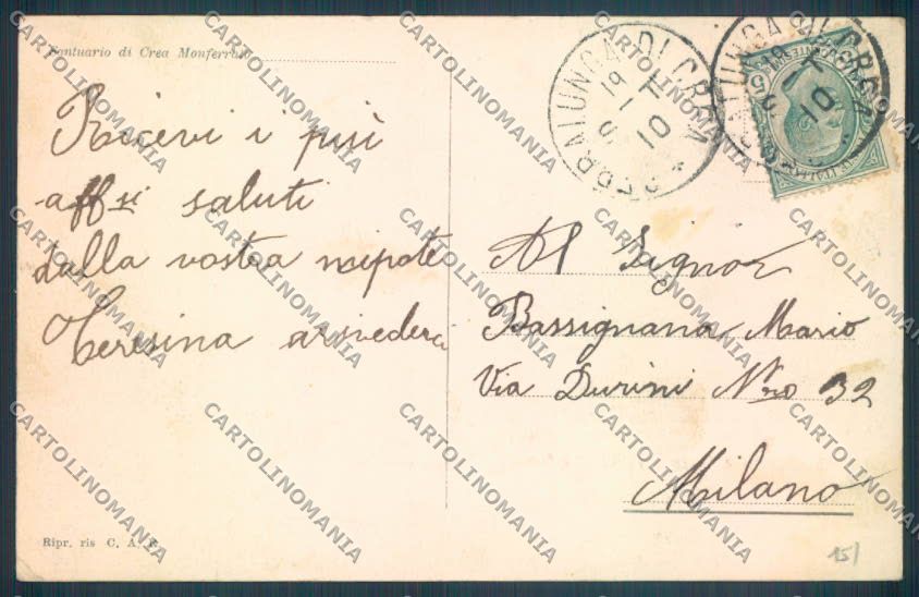 Alessandria Crea Monferrato cartolina LQ0759 – retro