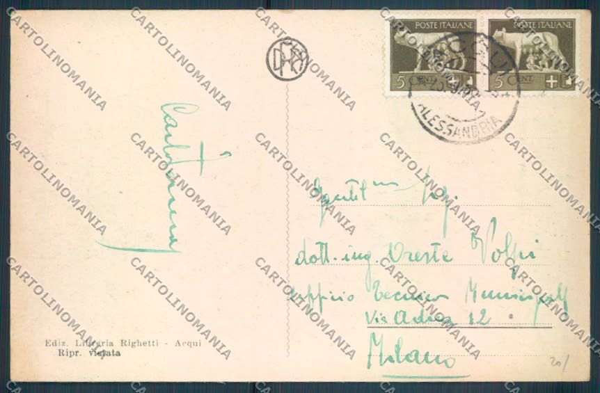 Alessandria Morbello Piazza cartolina LQ0770 – retro