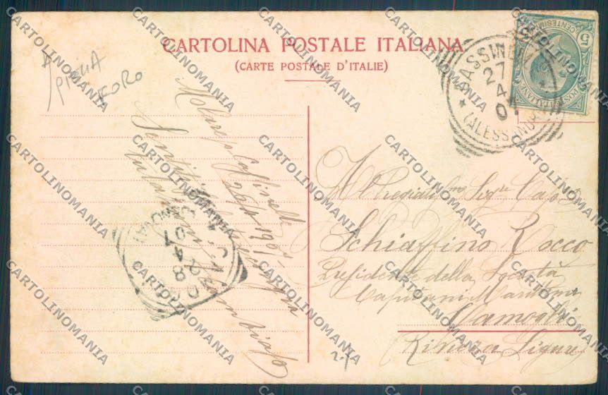 Alessandria Rocca Grimaldi PIEGA FORO cartolina LQ0814 – retro