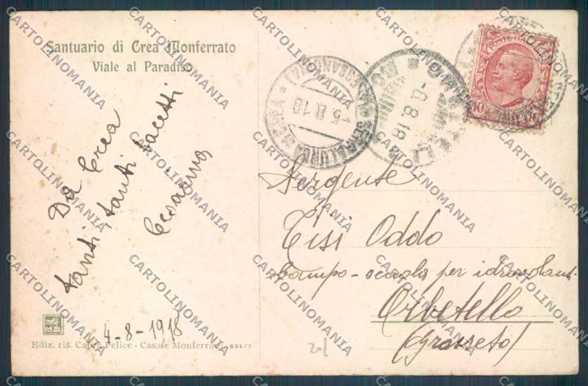 Alessandria Crea Monferrato cartolina LQ0863 – retro