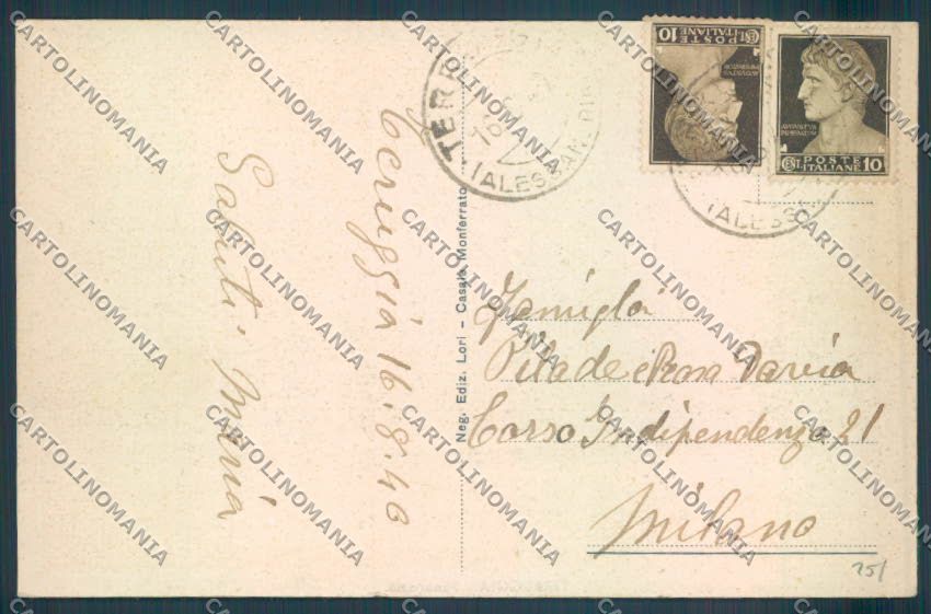 Alessandria Terruggia cartolina LQ0911 – retro