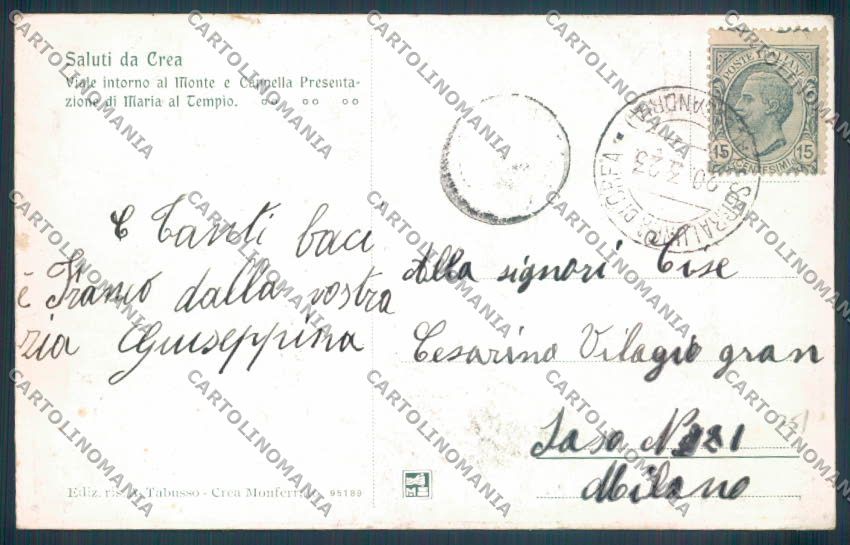 Alessandria Crea Monferrato cartolina LQ0926 – retro