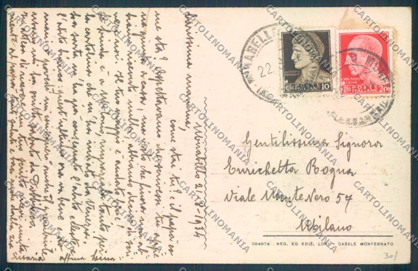 Alessandria Mirabello Monferrato cartolina LQ0933 – retro