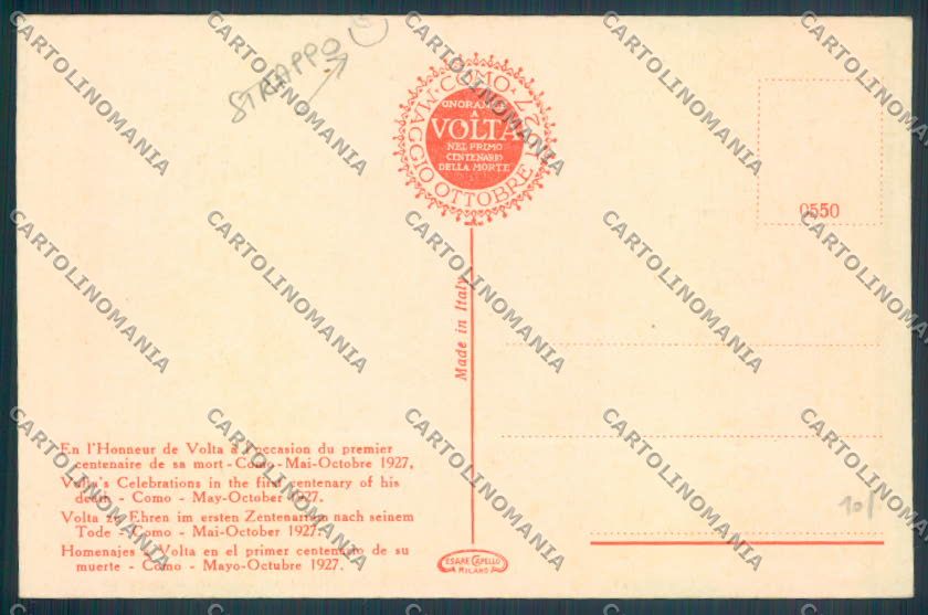 Como Città Volta STRAPPO cartolina LQ1077 – retro