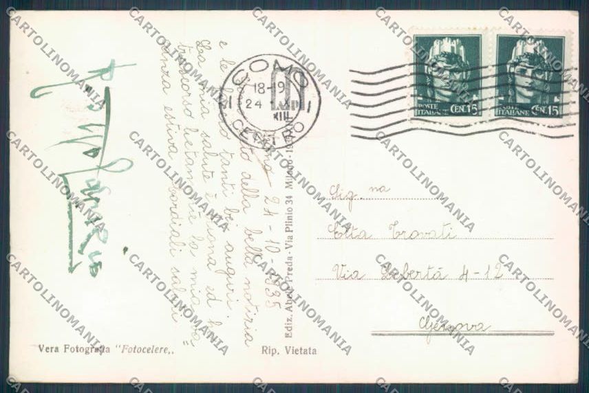 Como Città Foto cartolina LQ1485 – retro