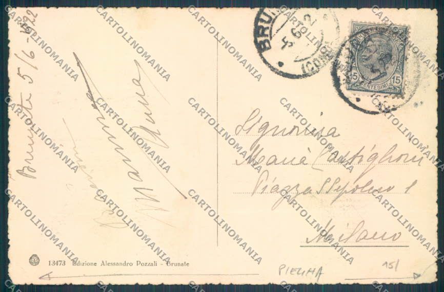 Como Brunate PIEGA cartolina LQ1586 – retro