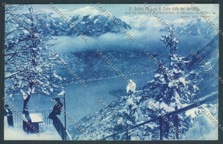 Como Brunate San Maurizio Nevicata cartolina LQ1603 – fronte