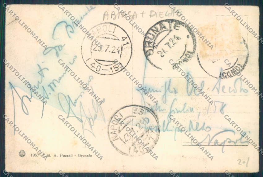 Como Brunate Funicolare ABRASA PIEGHE cartolina LQ1652 – retro