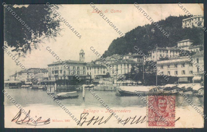 Como Bellagio Barca ABRASA cartolina LQ1850 – fronte