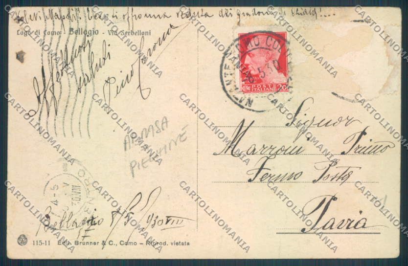 Como Bellagio ABRASA PIEGHINE cartolina LQ1918 – retro