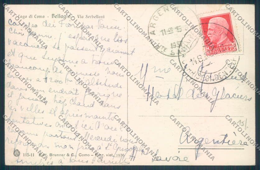 Como Bellagio cartolina LQ1923 – retro
