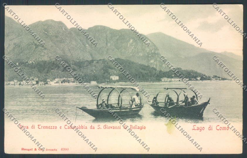 Como Bellagio Barca ABRASA cartolina LQ1925 – fronte