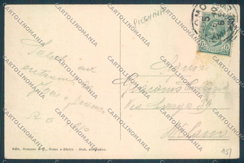 Como Bellagio PIEGHINA cartolina LQ1933 – retro
