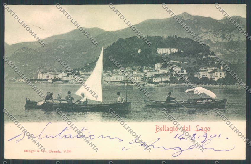 Como Bellagio Barca cartolina LQ1978 – fronte