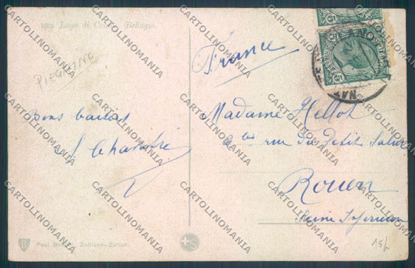 Como Bellagio Barca PIEGHINE ABRASA cartolina LQ1992 – retro