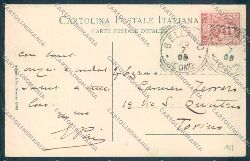 Como Bellagio Barca cartolina LQ1996 – retro