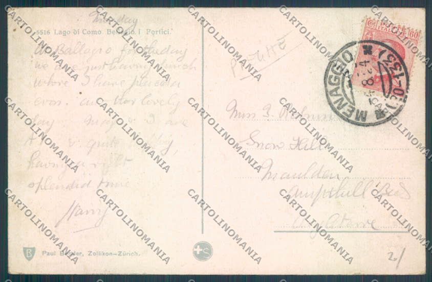 Como Bellagio PIEGHE cartolina LQ2039 – retro
