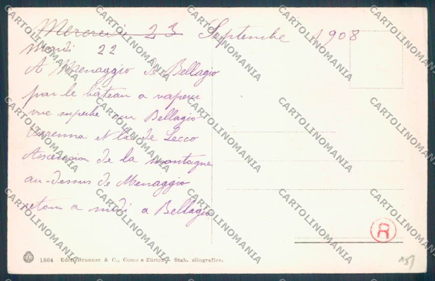 Como Menaggio Battello cartolina LQ2149 – retro