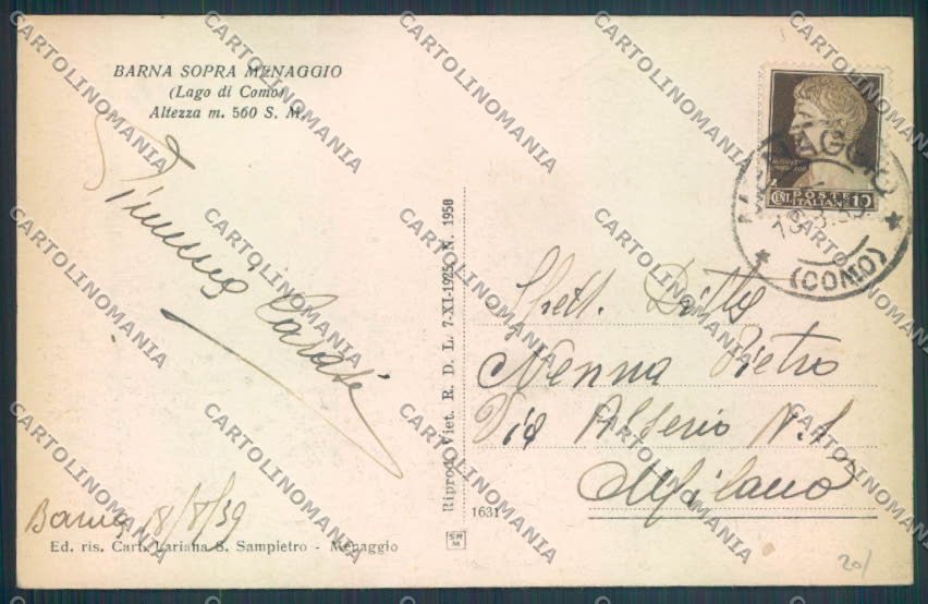 Como Plesio Barna cartolina LQ2775 – retro