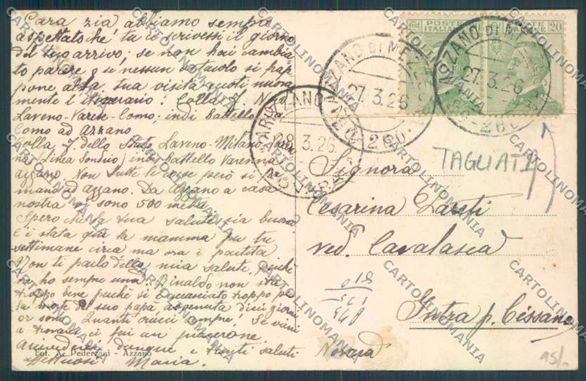 Como Tremezzina Azzano TAGLIATA cartolina LQ2784 – retro