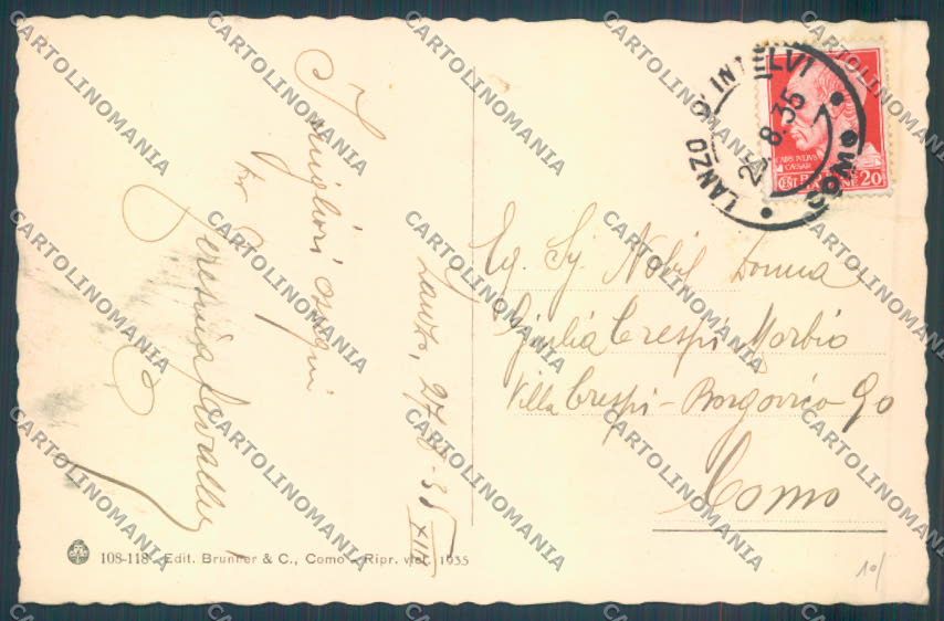 Como Lanzo d'Intelvi Lugano PIEGHINA cartolina LQ3082 – retro