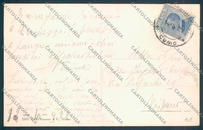 Como Lanzo d'Intelvi Lugano cartolina LQ3094 – retro