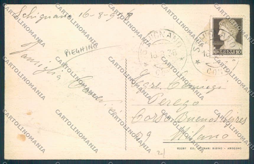 Como Schignano PIEGHINE cartolina LQ3372 – retro