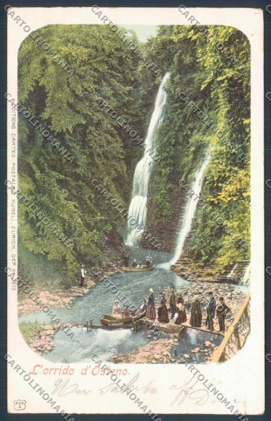 Como Osteno Cascata Barca cartolina LQ3592 – fronte