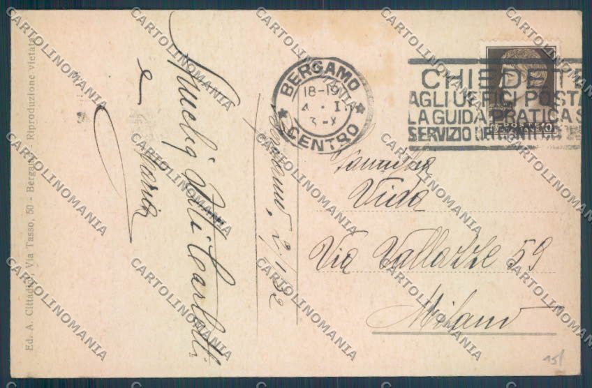 Bergamo Città Funicolare cartolina LQ3883 – retro