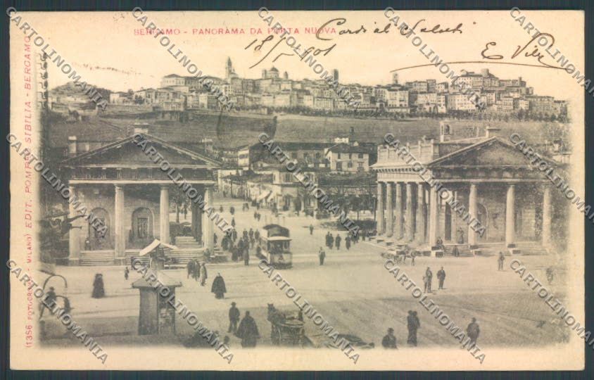 Bergamo Città Tram Edicola ABRASA cartolina LQ3996 – fronte