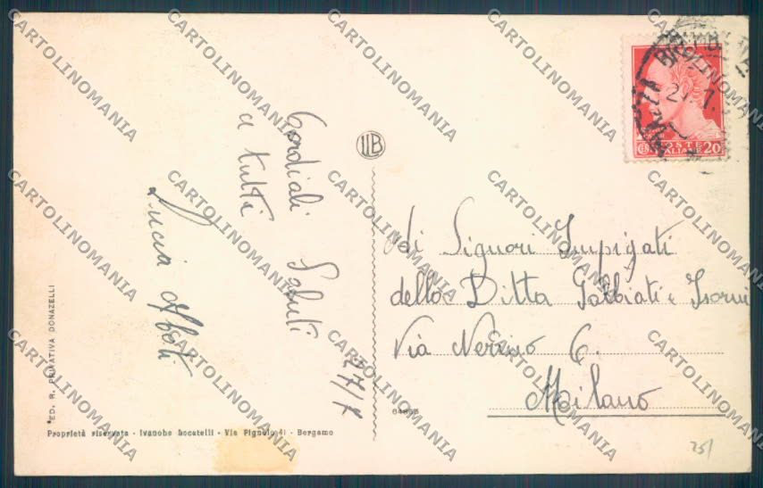 Bergamo Piazza Brembana cartolina LQ4091 – retro