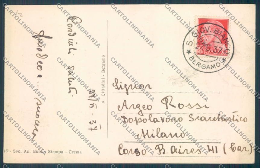 Bergamo San Giovanni Bianco cartolina LQ4100 – retro