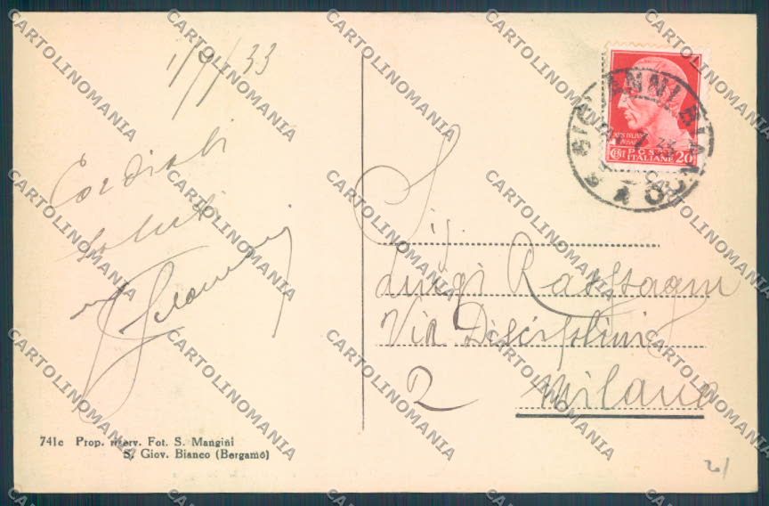 Bergamo San Giovanni Bianco cartolina LQ4101 – retro
