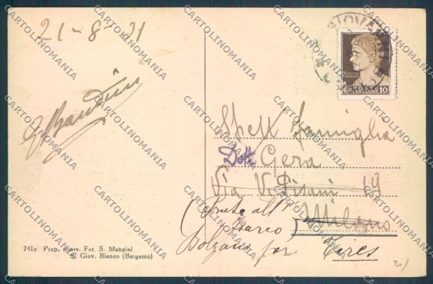 Bergamo San Giovanni Bianco cartolina LQ4106 – retro