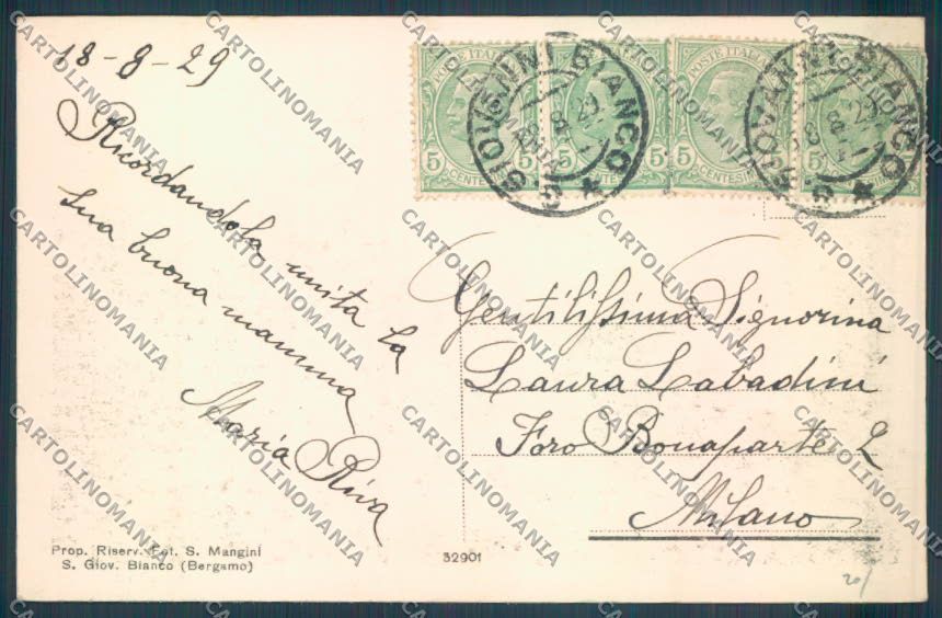 Bergamo San Giovanni Bianco cartolina LQ4107 – retro